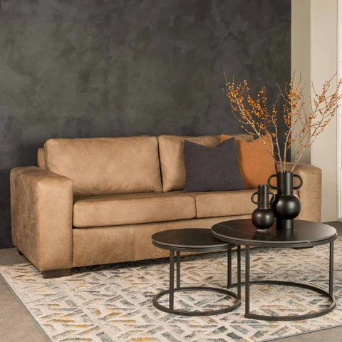 ANTONIO GENUINE LEATHER 3 SEATER - BUFFED TAUPE