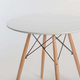 ELIA 80cm ROUND WOODEN LEG DINING TABLE-WHITE