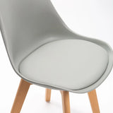ELIA WOODEN LEG DINING CHAIR - GREY