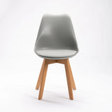 ELIA WOODEN LEG DINING CHAIR - GREY