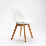 ELIA WOODEN LEG DINING CHAIR - WHITE