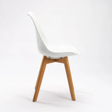 ELIA WOODEN LEG DINING CHAIR - WHITE