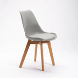 ELIA WOODEN LEG DINING CHAIR - GREY
