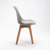 ELIA WOODEN LEG DINING CHAIR - GREY