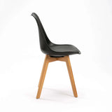 ELIA WOODEN LEG DINING CHAIR - BLACK