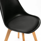 ELIA WOODEN LEG DINING CHAIR - BLACK