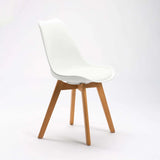 ELIA WOODEN LEG DINING CHAIR - WHITE