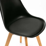 ELIA WOODEN LEG DINING CHAIR - BLACK