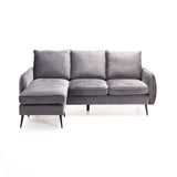ELLA VELVET CORNER CHAISE - GREY