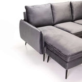 ELLA VELVET CORNER CHAISE - GREY