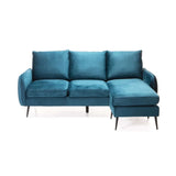 ELLA VELVET CORNER CHAISE - TEAL