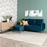 ELLA VELVET CORNER CHAISE - TEAL