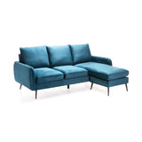 ELLA VELVET CORNER CHAISE - TEAL