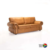 HARRIET GENUINE LEATHER 3 SEATER - BUFFED TAN