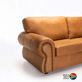 HARRIET GENUINE LEATHER 3 SEATER - BUFFED TAN