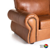 HARRIET GENUINE LEATHER 3 SEATER ‚Äö√Ñ√¨ PECAN