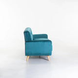 LUNA VELVET 3 SEATER - TEAL/NAT LEG
