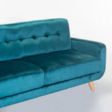 LUNA VELVET 3 SEATER - TEAL/NAT LEG