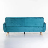 LUNA VELVET 3 SEATER - TEAL/NAT LEG