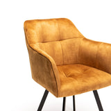 PIA DELUXE VELVET DINING CHAIR - MUSTARD