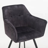 PIA DELUXE VELVET DINING CHAIR - GREY