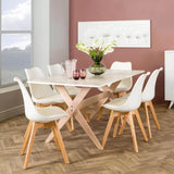 TABLE E030 150x90cm - WHITESTONE/LIGHT LEGS