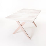 TABLE E030 150x90cm - WHITESTONE/LIGHT LEGS