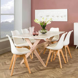 TABLE E030 150x90cm - WHITESTONE/LIGHT LEGS